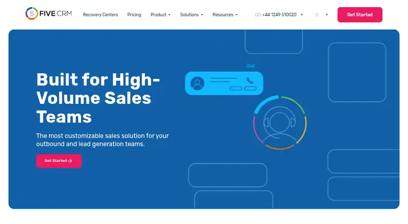 The FiveCRM homepage