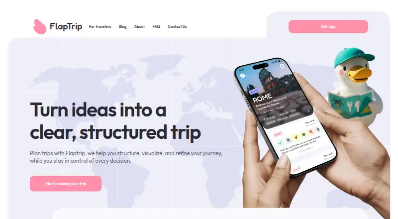 The FlapTrip homepage