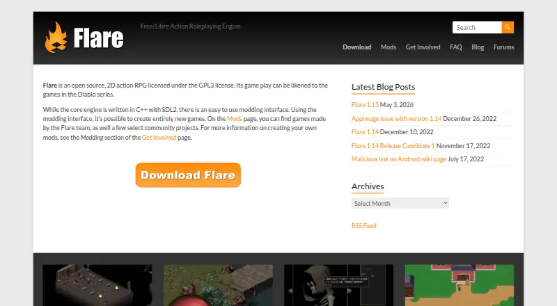 The Flare Engine homepage