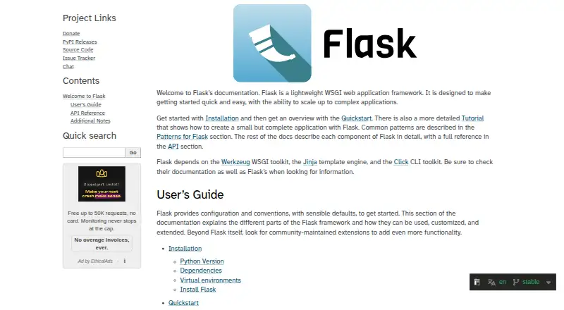 Flask's website