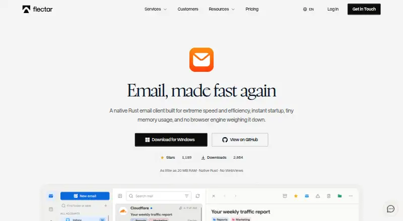 Flectar Mail's website