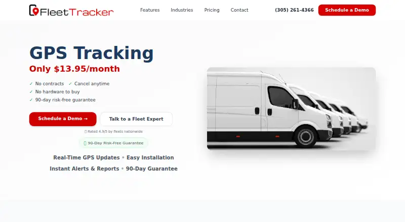 The FleetTracker homepage
