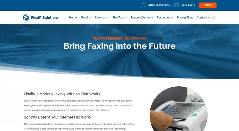 The Flex Email-to-Fax homepage