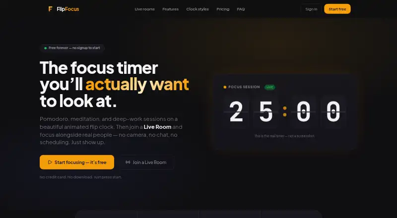 The FlipFocus homepage