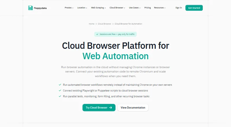 Floppydata Cloud Browser's website