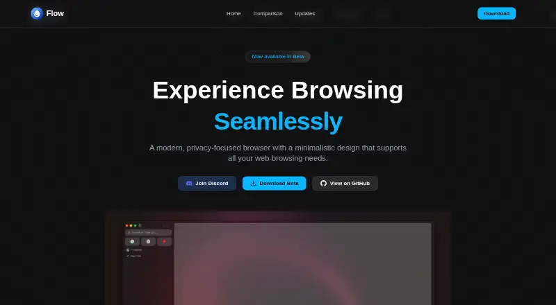 The Flow Browser homepage