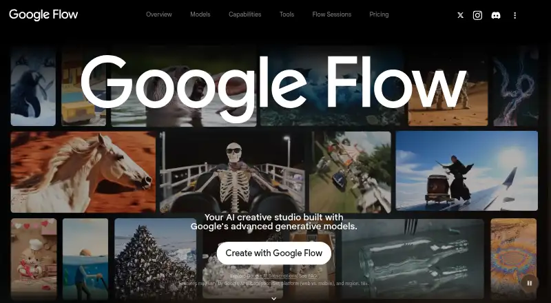 The Google Flow homepage