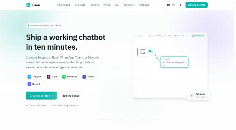 The Flowa homepage