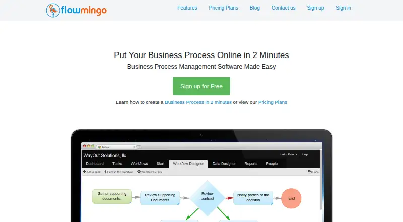 Flowmingo's website