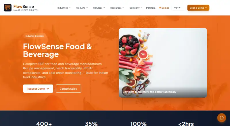 FlowSense Food & Beverage's website