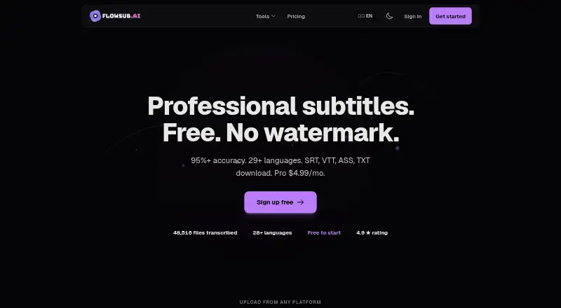 The FlowSub homepage