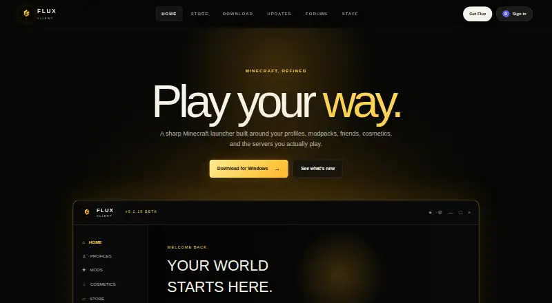 The Flux Client homepage