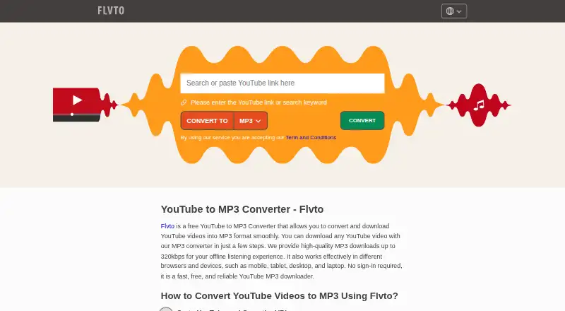The FLVTO homepage