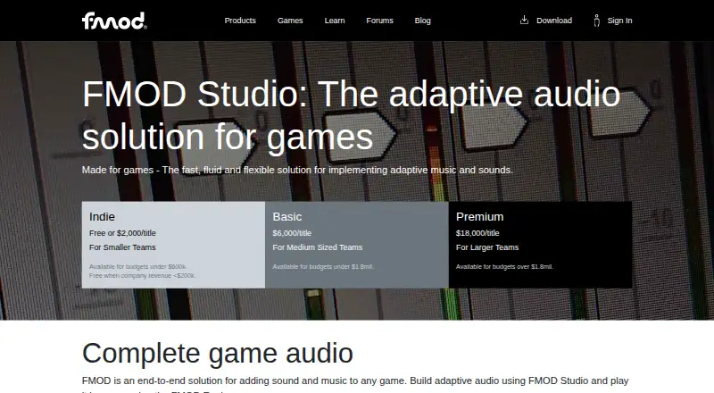 FMOD Studio's website