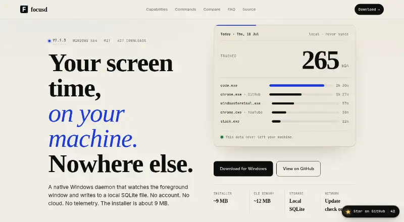 The Focusd homepage