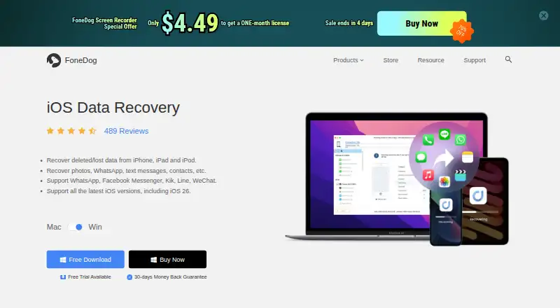 FoneDog iOS Data Recovery's website