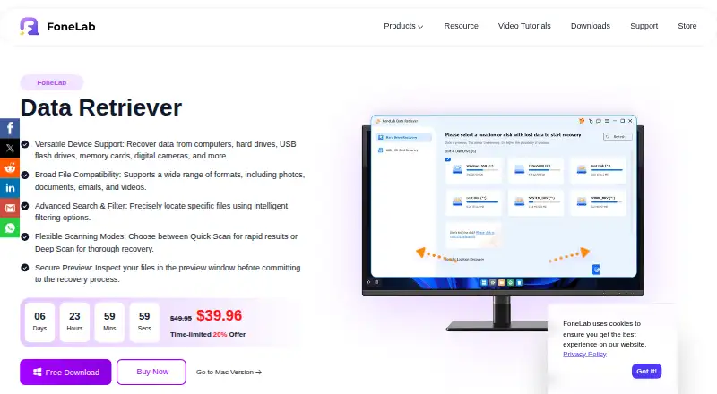 FoneLab Data Retriever's website