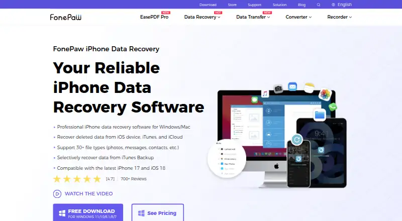 FonePaw iPhone Data Recovery's website