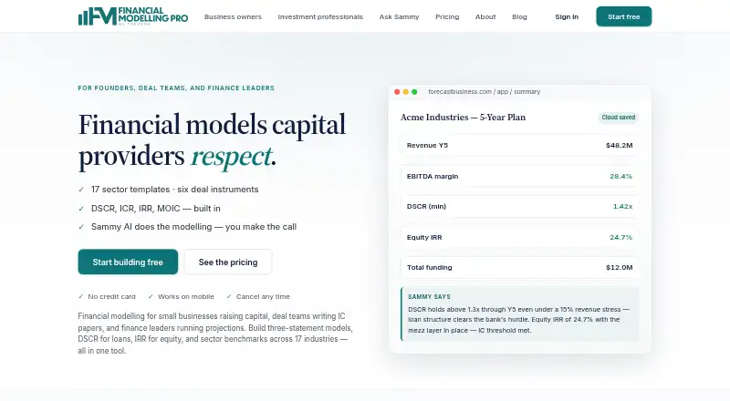 The Financial Modelling Pro homepage