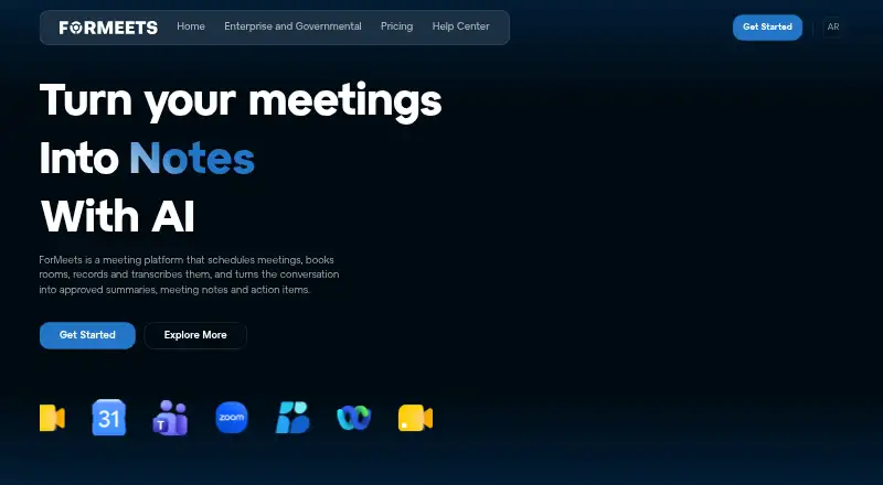The ForMeets homepage