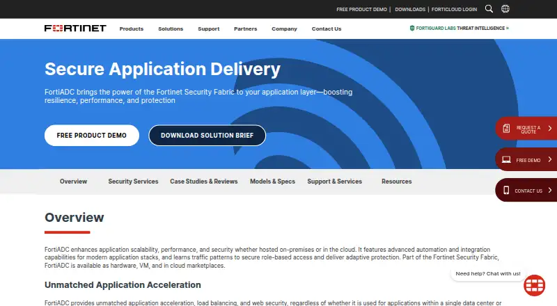 FortiADC's website