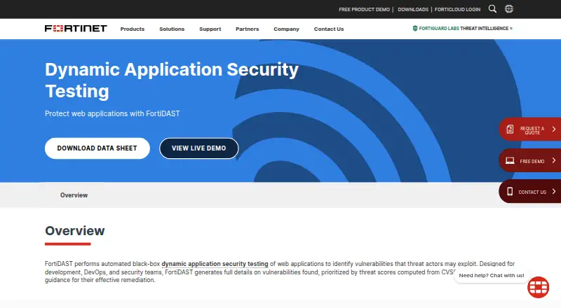 FortiDAST's website
