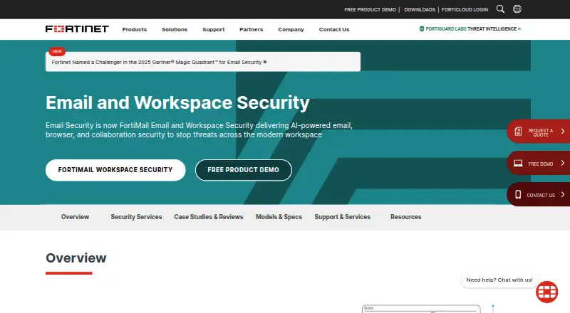 FortiMail Email Security's website