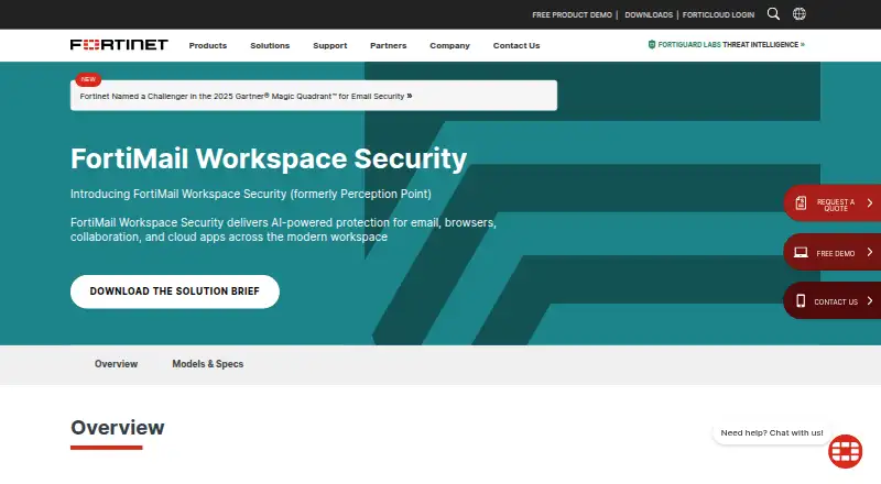 Perception Point Advanced Email Security's website
