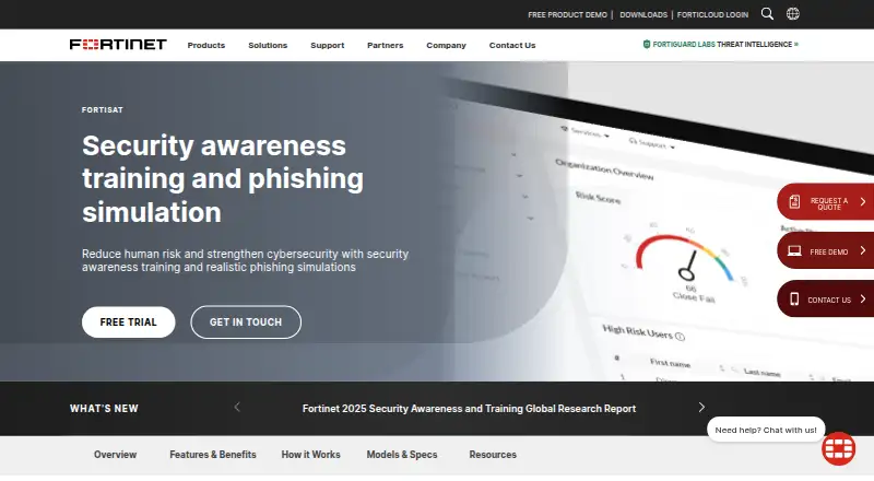 FortiSAT's website