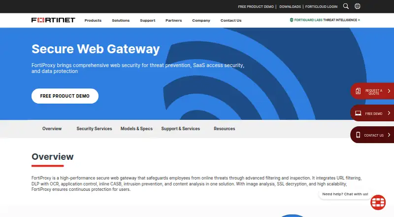 FortiProxy's website