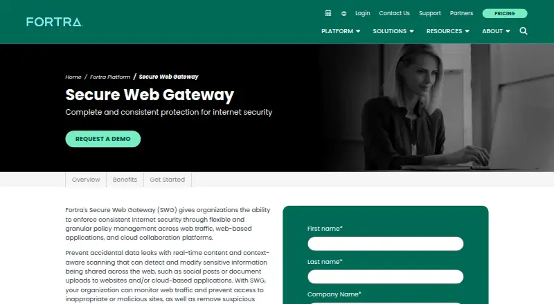 Fortra Secure Web Gateway's website