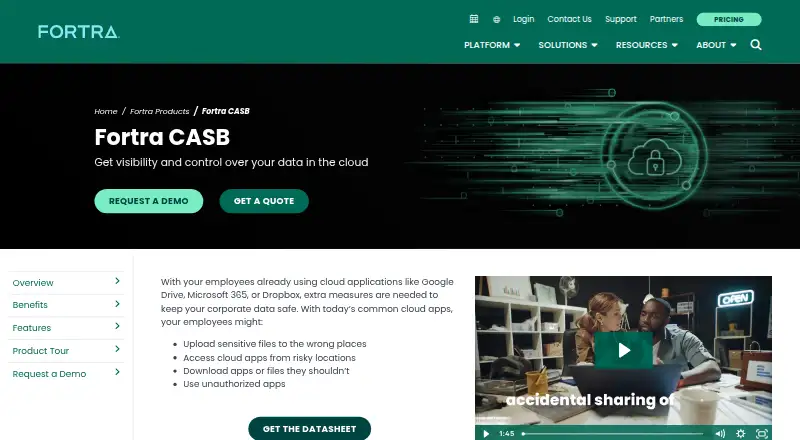 Fortra CASB's website