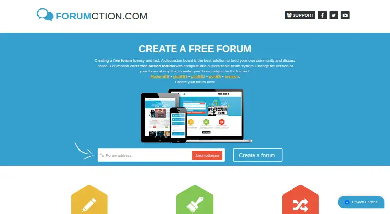 Forumotion's website