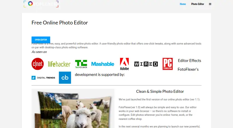FotoFlexer's website