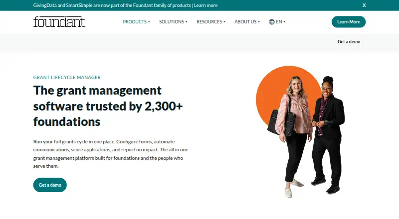 Foundant Grant Lifecycle Manager's website