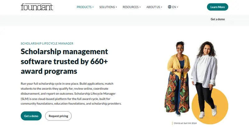 Foundant Scholarship Lifecycle Manager's website