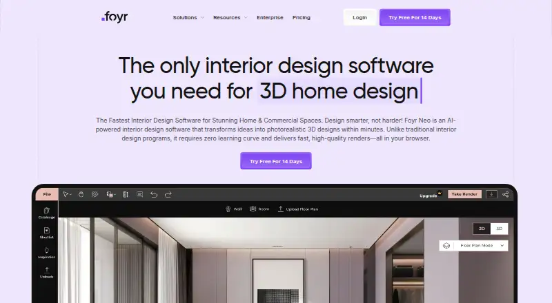 The Foyr Neo homepage
