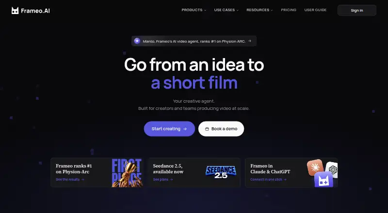 The Frameo.AI homepage