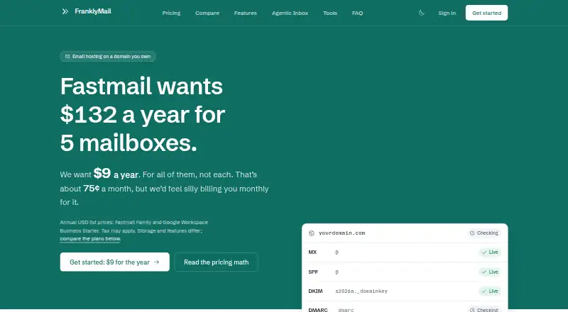 FranklyMail's website
