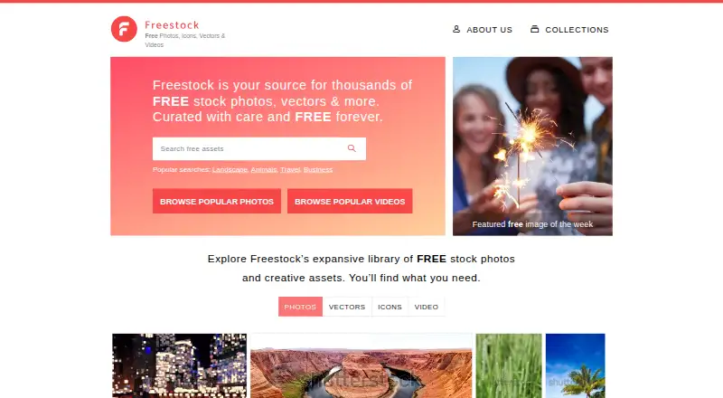 The Freestock homepage