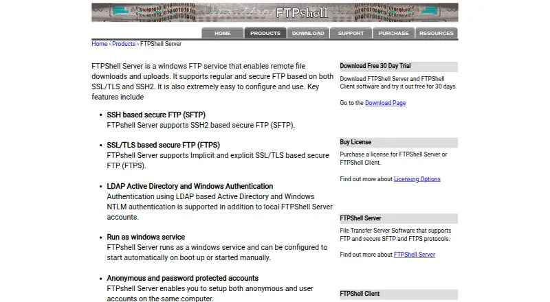 FTPShell Server's website