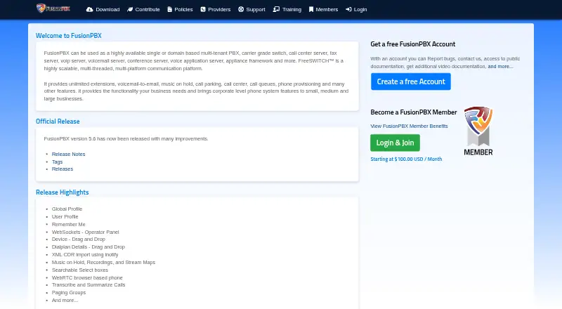 FusionPBX's website