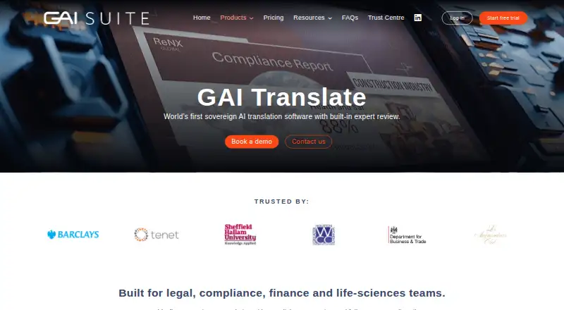 GAI Translate's website