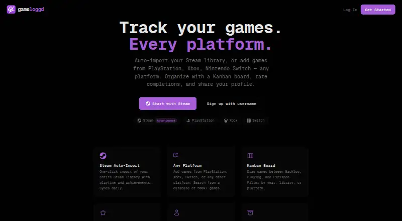 The gameloggd homepage