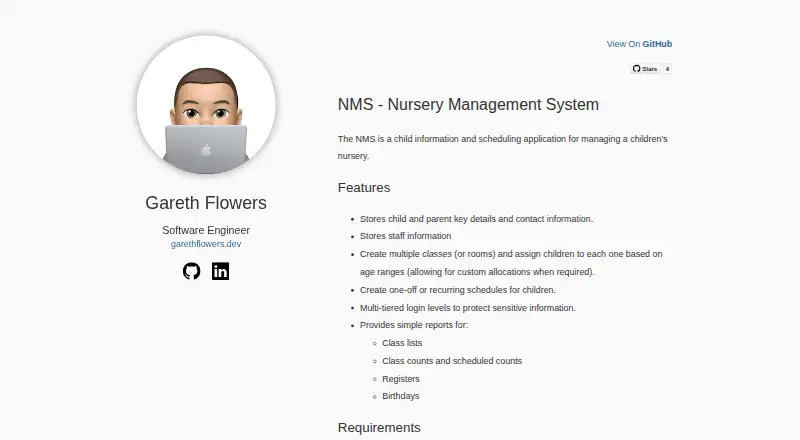 NMS - Nursery Management System's website