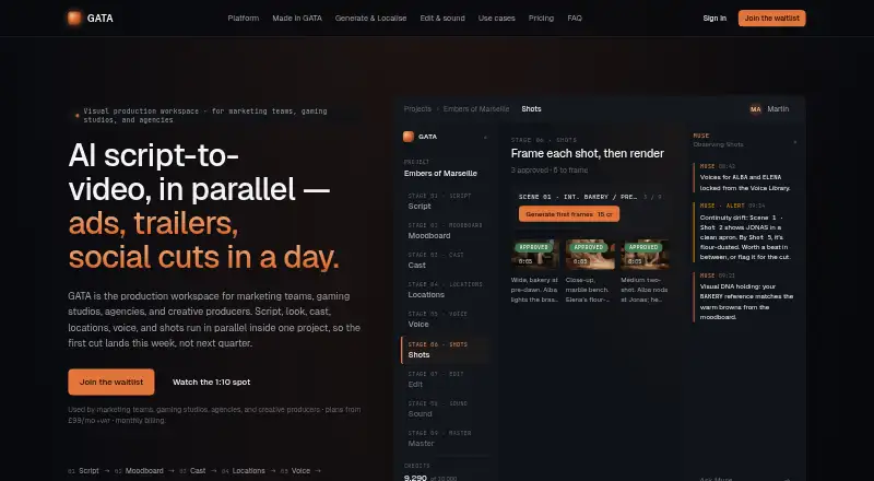 The GATA AI homepage