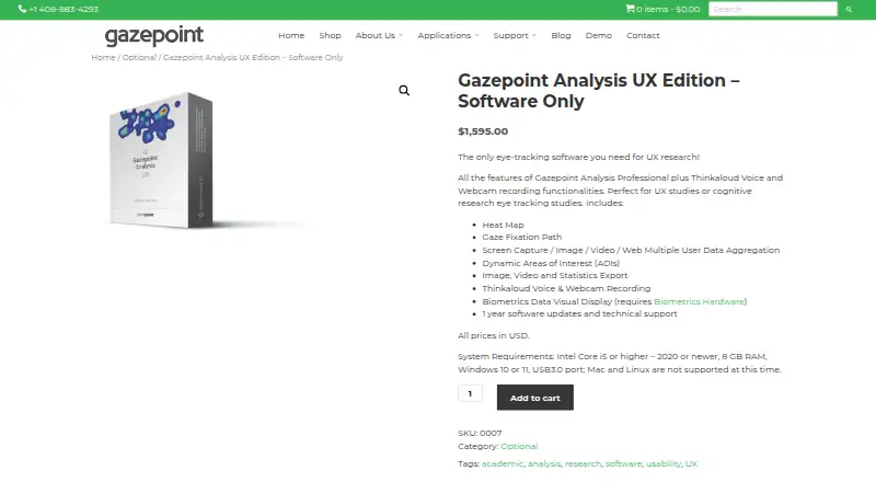 Gazepoint Analysis UX Edition's website