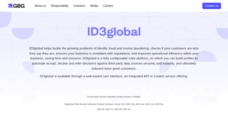 The GBG ID3global homepage