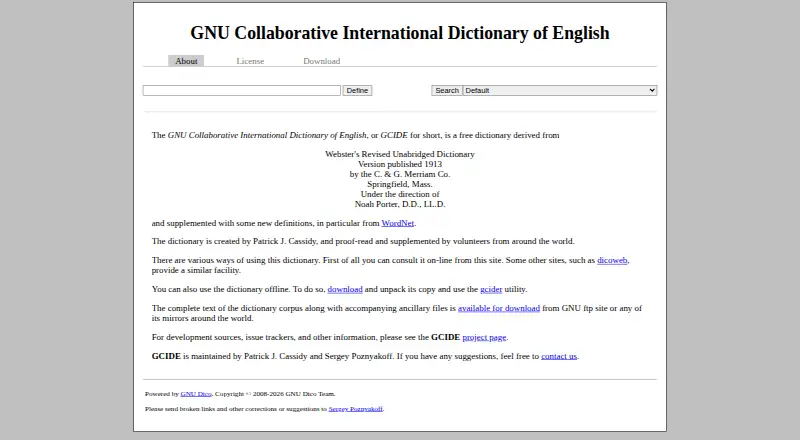 The GCIDE homepage