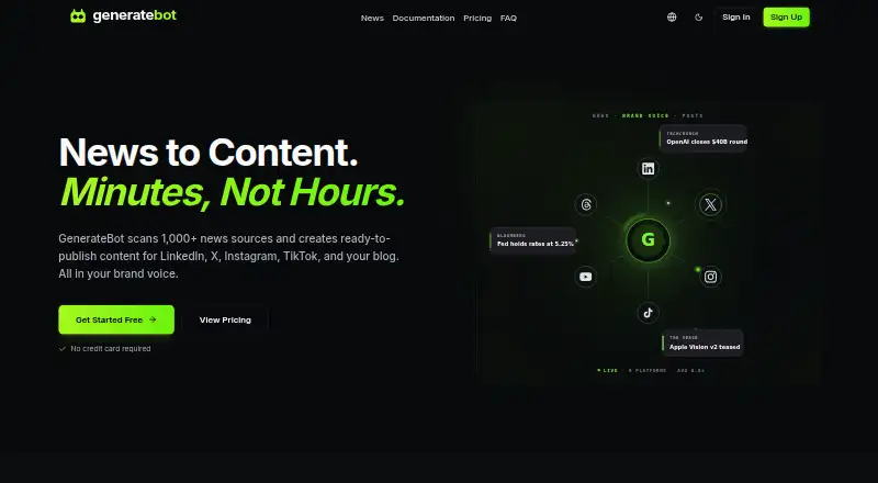 The GenerateBot homepage